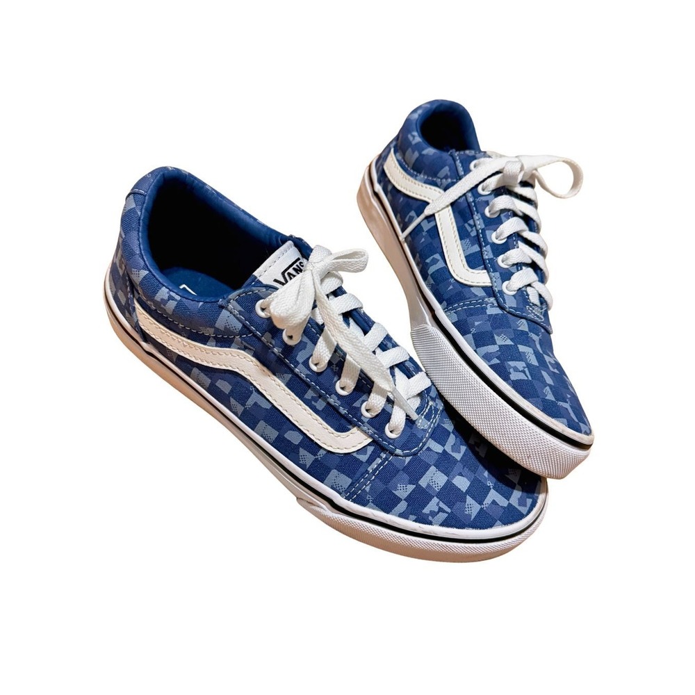 Vans Old Skool Blue Checkerboard Skate Shoes Kids 5.0 Y2K Streetwear Low Top